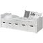 TiCAA Lit simple enfant avec tiroirs de rangement Leni pin blanc, 5 tiroirs 100x200 cm
