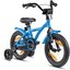 PROMETHEUS BICYCLES® Bicicleta para niños 14" azul-negro Hawk con ruedines