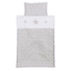 babybay ® Pościel dziecięca piqué, perłowo-szara w białe gwiazdki z aplikacją gwiazdki 100 x 135 cm