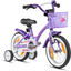 PROMETHEUS BICYCLES ® Bicicleta para niños de 14'' a partir de 3 años con ruedas de entrenamiento en color morado y blanco