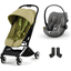 cybex GOLD Kinderwagen Orfeo Silver Nature Green inklusive Babyschale Cloud G i-Size Lava Grey und Adapter