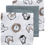 Meyco Burp cloths 3-pack Animal/ Stone Green 30 x 30 cm