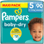 Pampers Baby-Dry bleer, størrelse 5, 11-16 kg, maxipakke (1 x 90 bleer)