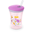 NUK Action Cup pajita blanda para beber, a prueba de fugas a partir de los 12 meses de edad púrpura
