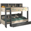 Parisot Etagenbett Tam-Tam 31 mit Bettschubkasten Grau in Eiche Jackson (90x200) Grau
