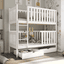 Kids Collective Hochbett 80x180 | 90x200 Etagenbett umbaubar in 2 Einzelbetten, Schubladen weiß