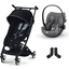 cybex GOLD Sulky Libelle 2 Ocean Blå inklusive bilbarnstol Cloud G i-Size Lava Grey och Adapter 