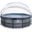 EXIT Frame Pool ø488x122cm (12v Sand filter) - Grijs + Zonnedak + Warmtepomp