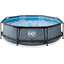 EXIT Stone Pool ø300x76cm med filterpumpe - grå