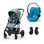 cybex GOLD Carrito de bebé Balios S Lux Taupe Sky Blue incluye silla de coche infantil Cloud G i-Size Plus Beach Blue y Adapter 