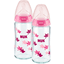 NUK Botella de vidrio First Choice ⁺ desde el nacimiento 240 ml, temperatura control en un paquete doble rosa