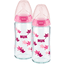 NUK Glasflaska First Choice ⁺ från födseln 240 ml, temperatur control i dubbelförpackning rosa