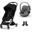 cybex GOLD Pack poussette Orfeo Silver Moon Black cosy Cloud G i-Size Moon Black adaptateurs