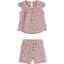 Sterntaler Set camicia con pantaloni a fiori in velluto rosa