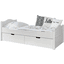 TiCAA Einzelbett Leni 100 x 200 cm Kiefer weiß mit 2 Schubladen

