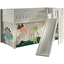 VIPACK Lit mezzanine enfant rideau SCOTT Dino blanc 90x200 cm
