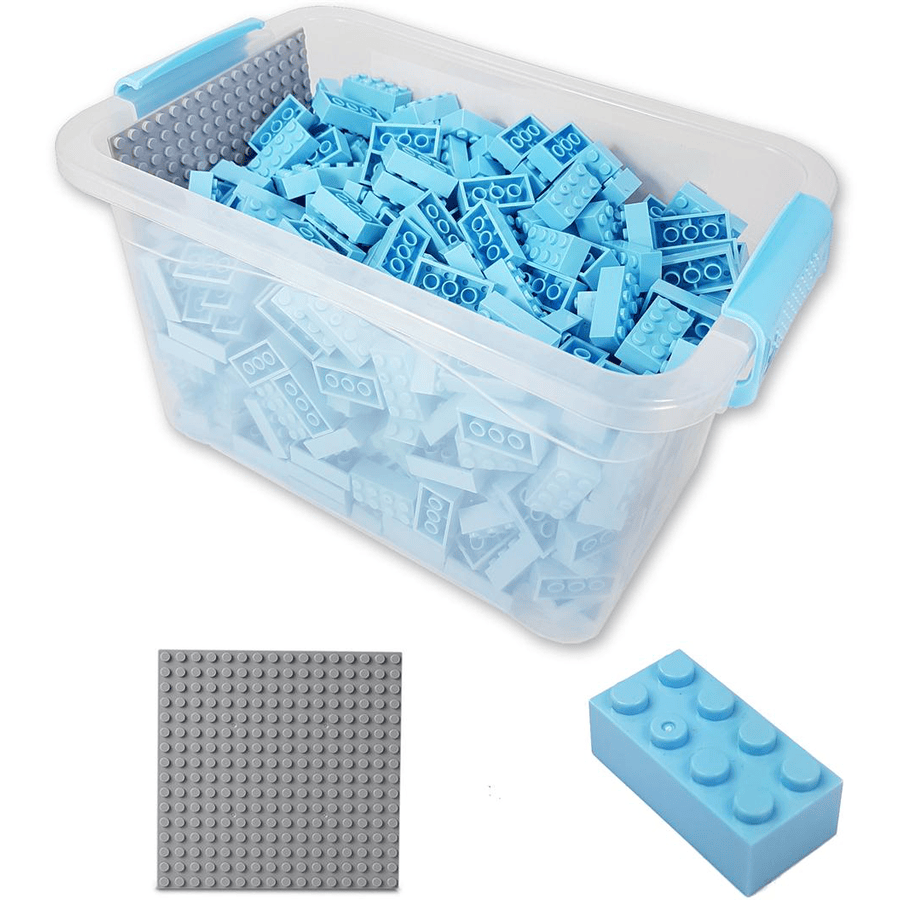 Katara Bouwstenen - 520 stuks met doos en grondplaat, lichtblauw