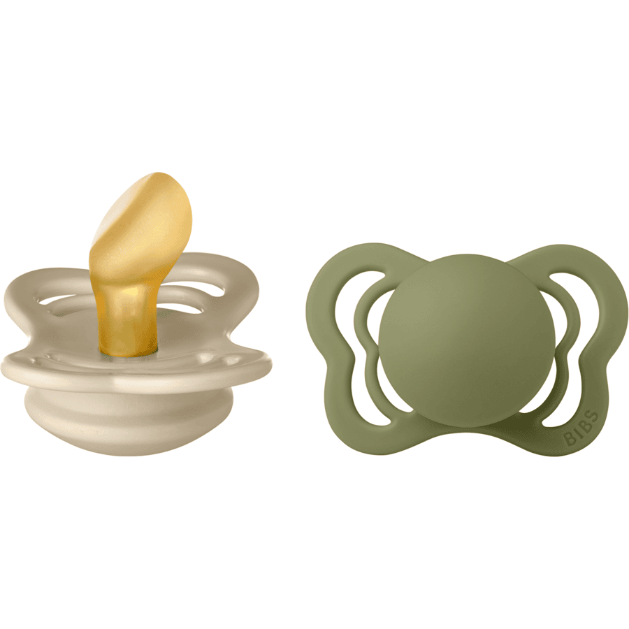 BIBS Fopspeen Couture Olive / Vanille Latex 0-6 maanden, 2 stuks.