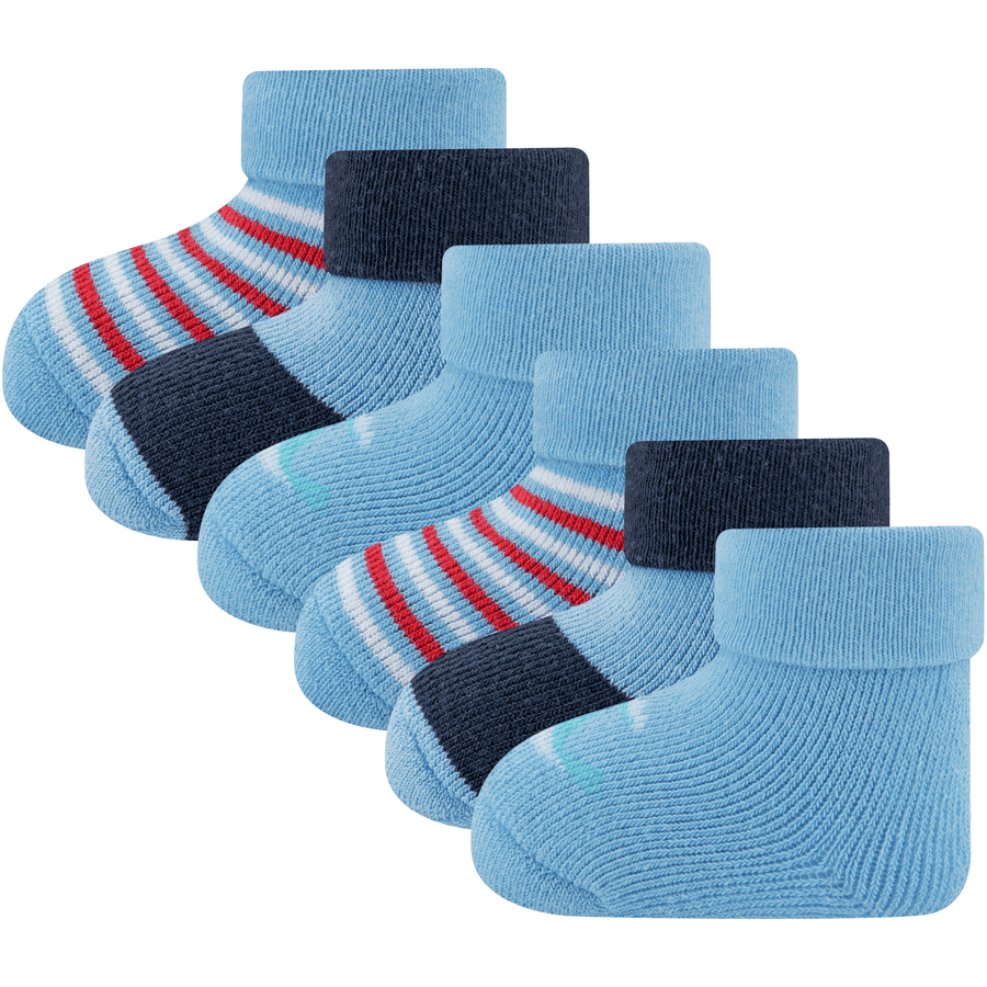 Ewers Babysokjes 6-pack walvis/ringetje blauw  