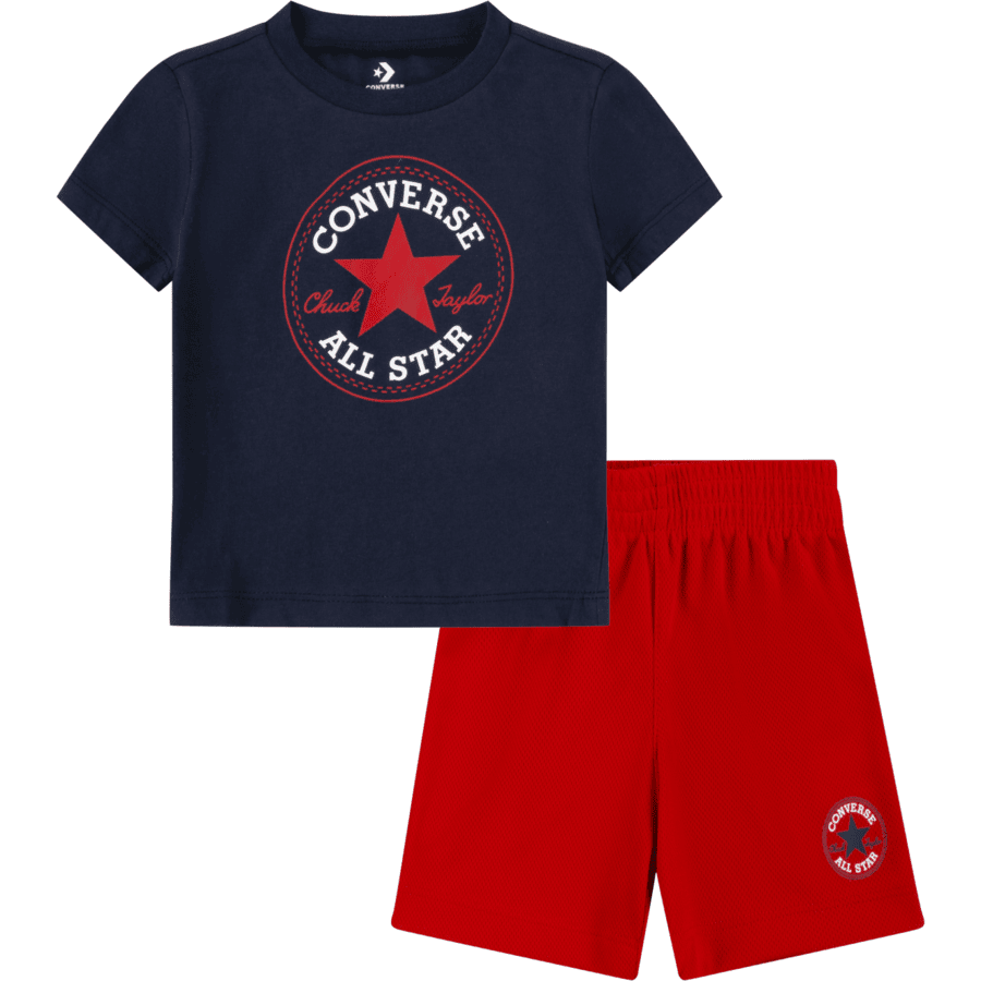 Converse Set T-shirt e pantaloncini blu/rosso