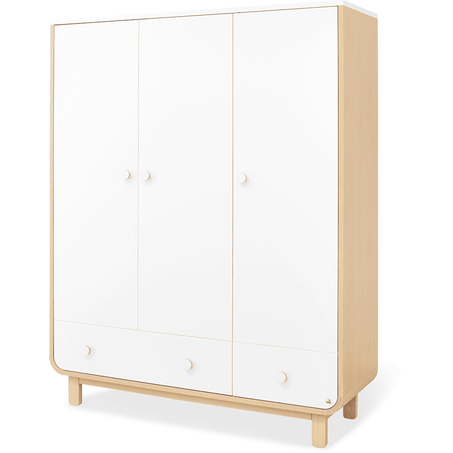 Pinolino Armoire enfant 3 portes Round bois blanc/naturel