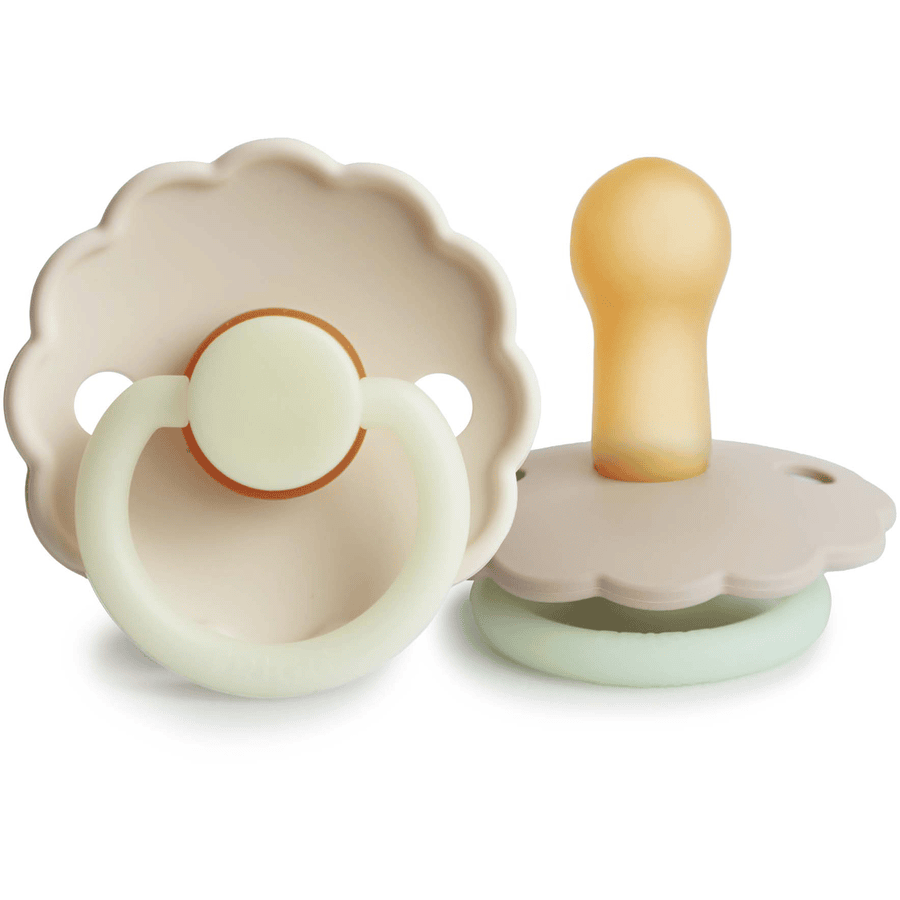 FRIGG Sucette phosphorescente Daisy Cream night/Croissant PP 6-18 mois lot de 2