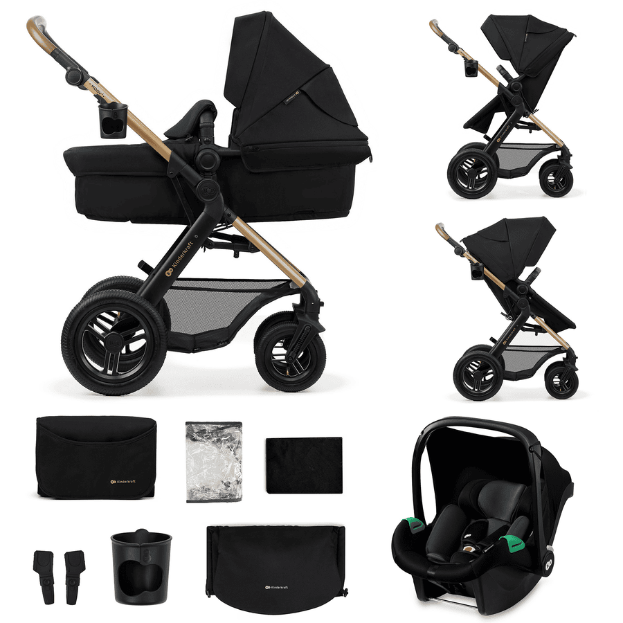 Kinderkraft 3 i 1 MOOV 2 Air Pure barnevogn Black 