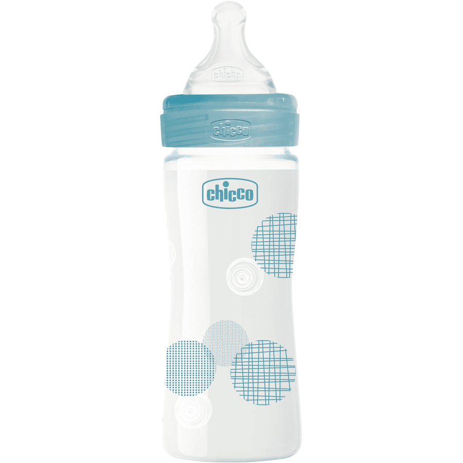 chicco Sklenice na dobré zdraví 240 ml, normální průtok, chlapec, 0M+