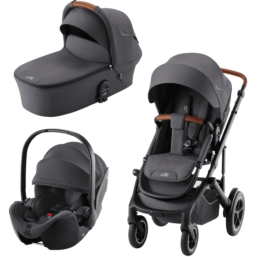 Britax Römer Diamond Smile Diamond Midnight Cochecito 5Z 3 en 1 con silla de auto Baby-Safe Pro Gris