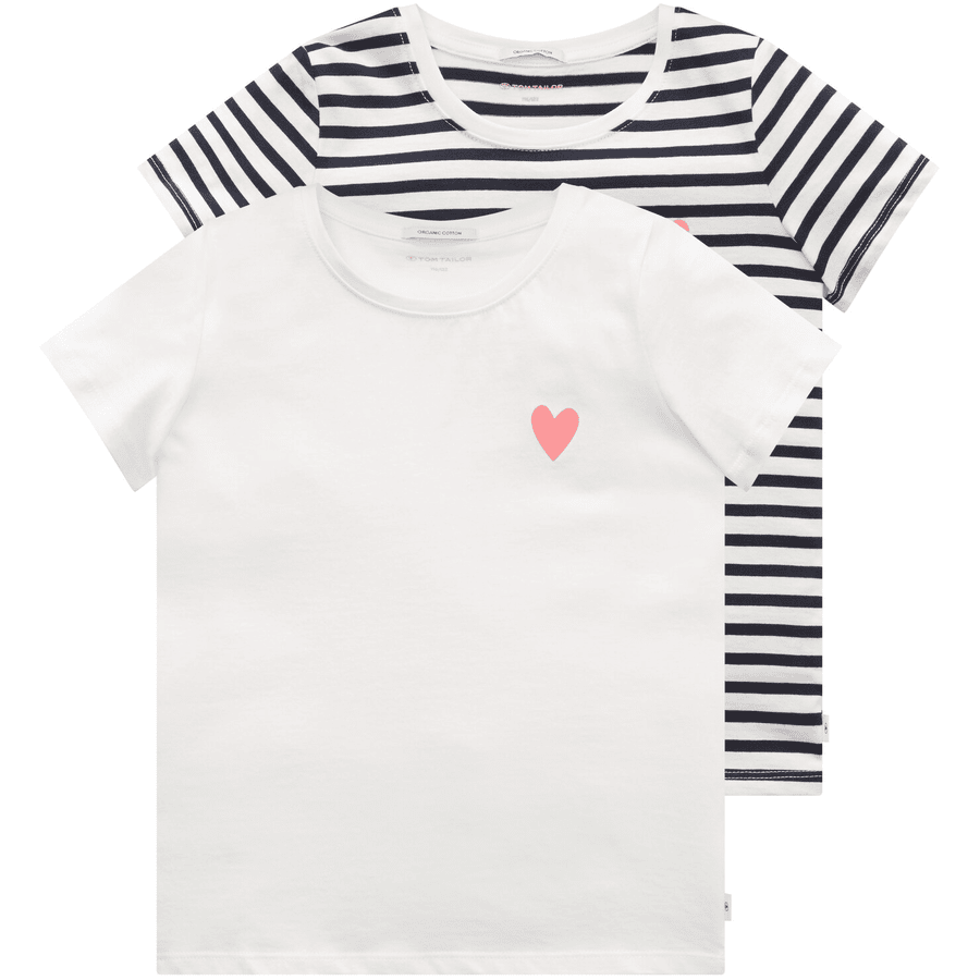 TOM TAILOR T-shirt 2er-Pack Herz Whisper White