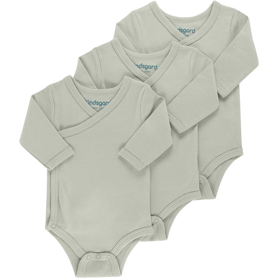 kindsgard Wrap-around body trunder 3-pakning med lange ermer i taupe