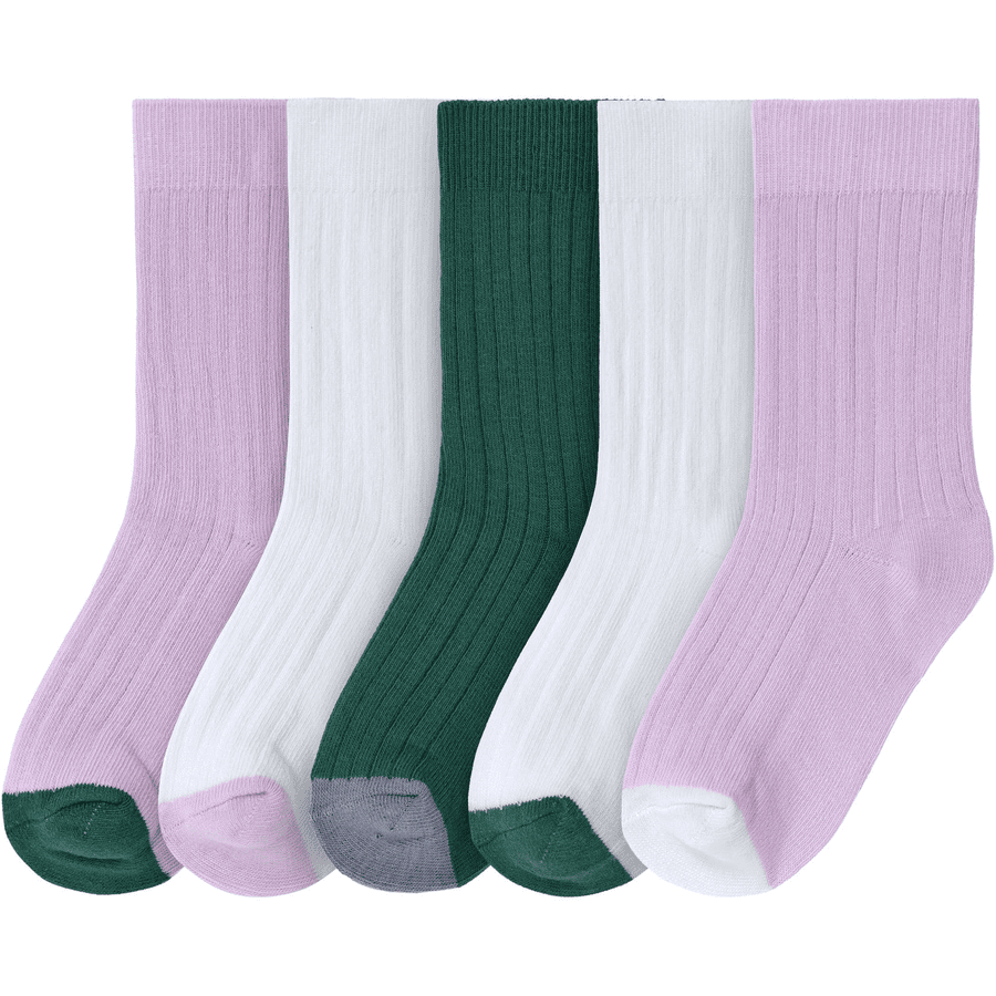 LÄSSIG Kinder Socken 5er Pack Little Gang lila weiß grün