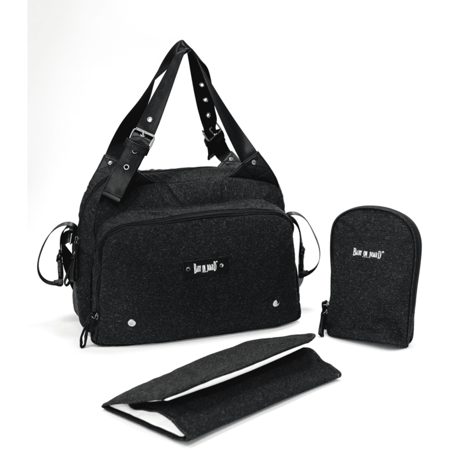BABY ON BOARD Wickeltasche Titou schwarz meliert