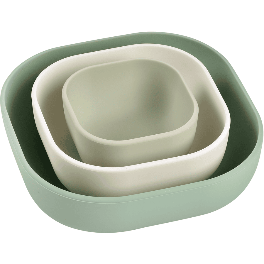 BEABA  ® Set di 3 ciotole, verde salvia/ Cotton / grigio chiaro in silicone