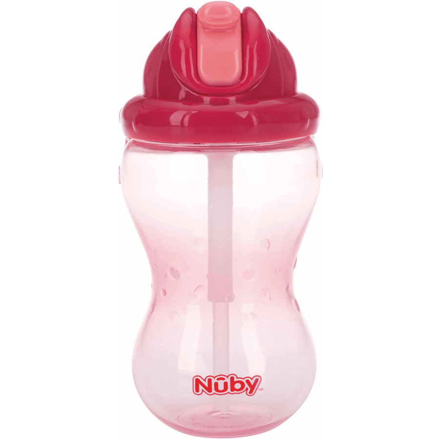 Vaso con pajita impermeable Nûby Soft Flip-It 355 ml en rosa