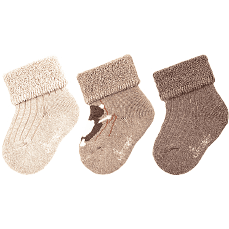 Sterntaler Calcetines de bebé 3-pack castor beige melange 