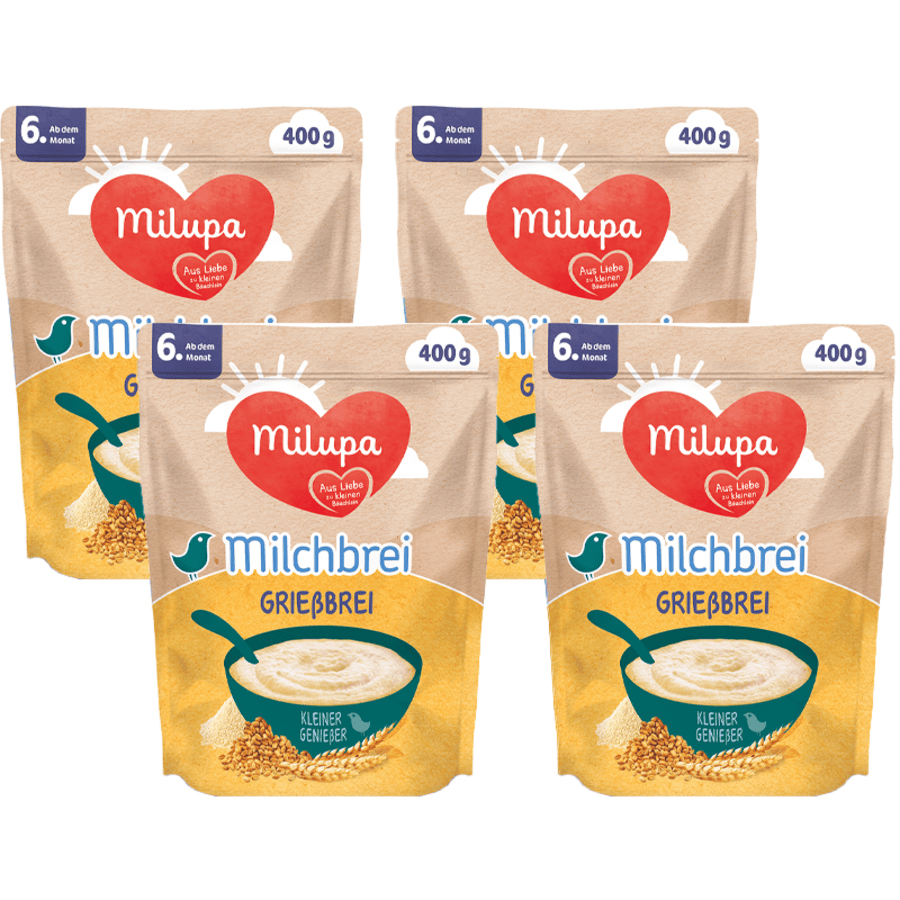 Milupa Milchbrei Grießbrei  miluvit >>mit<< Kleine Genießer 4 x 400 g ab dem 6. Monat 
