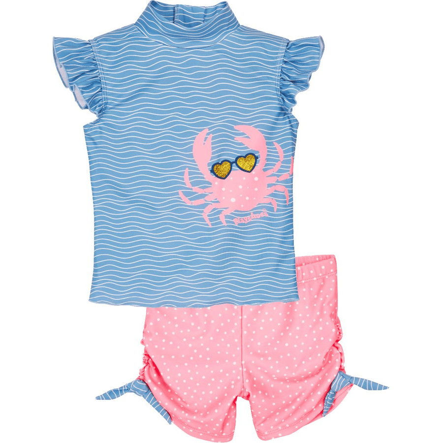 Playshoes  UV-beschermende badset krab blauw-roze