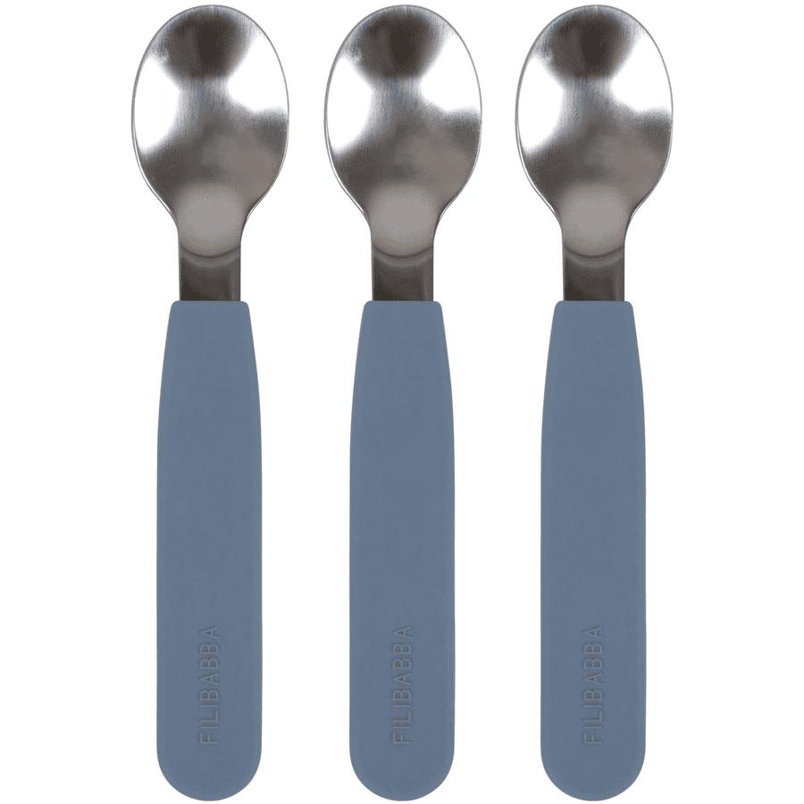 Filibabba  Siliconen lepel 3-pack, Powder Blauw