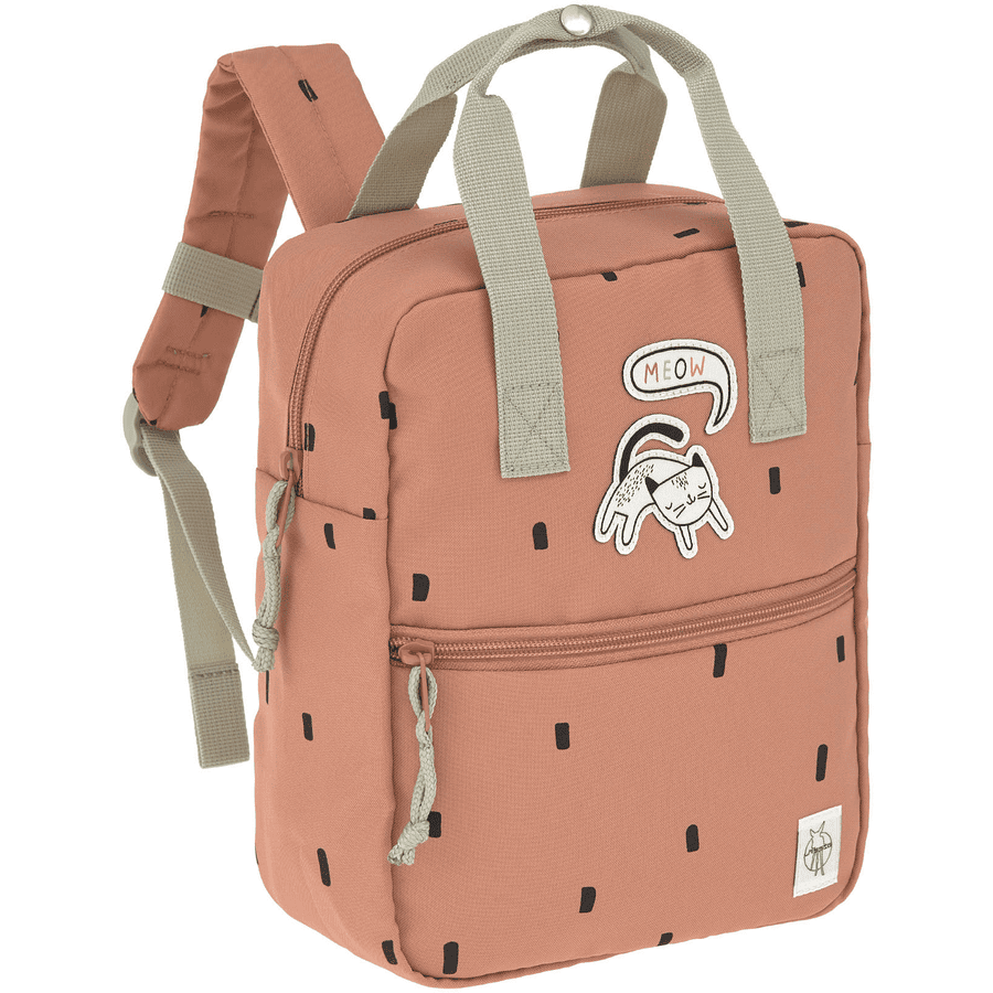 LÄSSIG Mini Square Backpack Happy Print s karamel