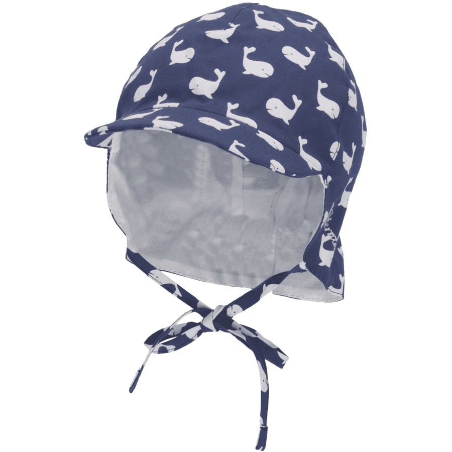 Sterntaler Schirmmütze mit Nackenschutz Wale blau 