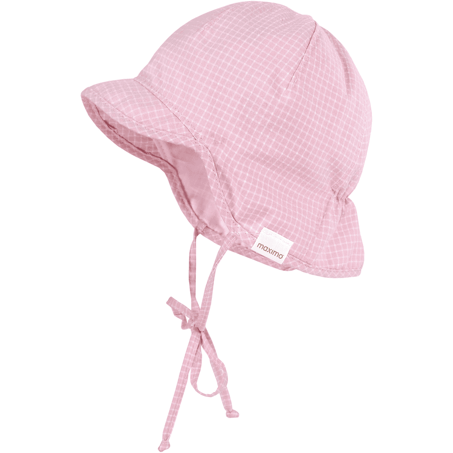 Maximo S child hat dusky pink og hvid ternet