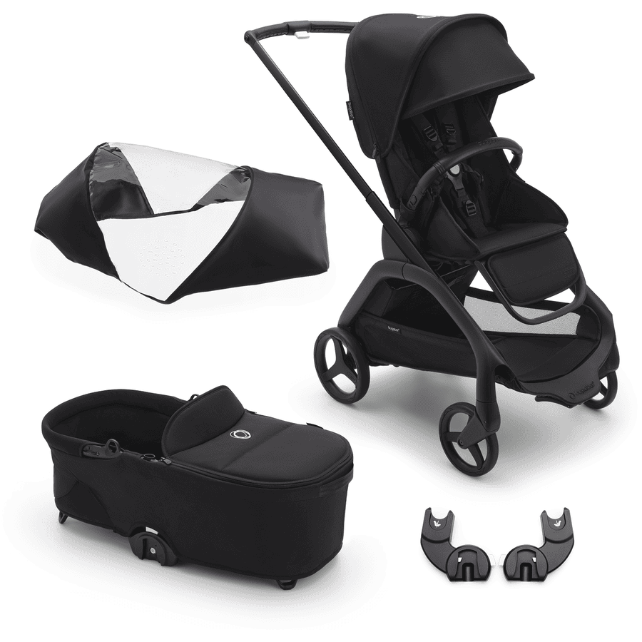 bugaboo Passeggino 2 in 1 Set Dragonfly completo Black Midnight Black, con accessori inclusi