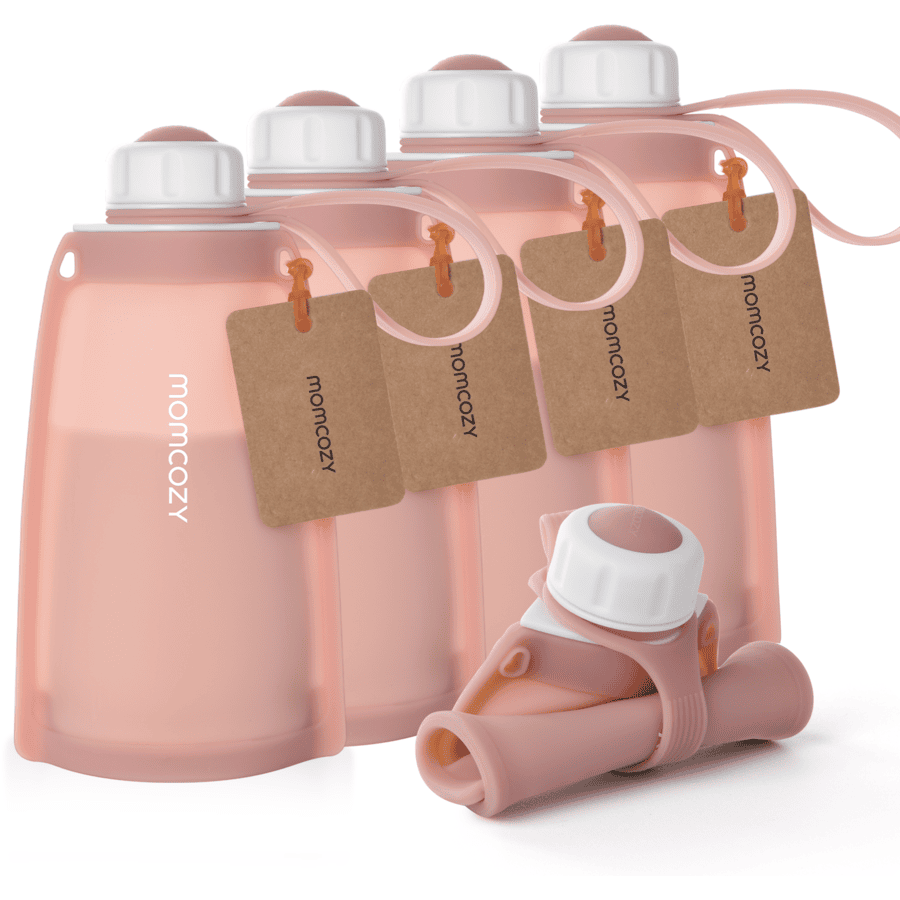 momcozy Borsa per latte materno in silicone, 5 pezzi rosa
