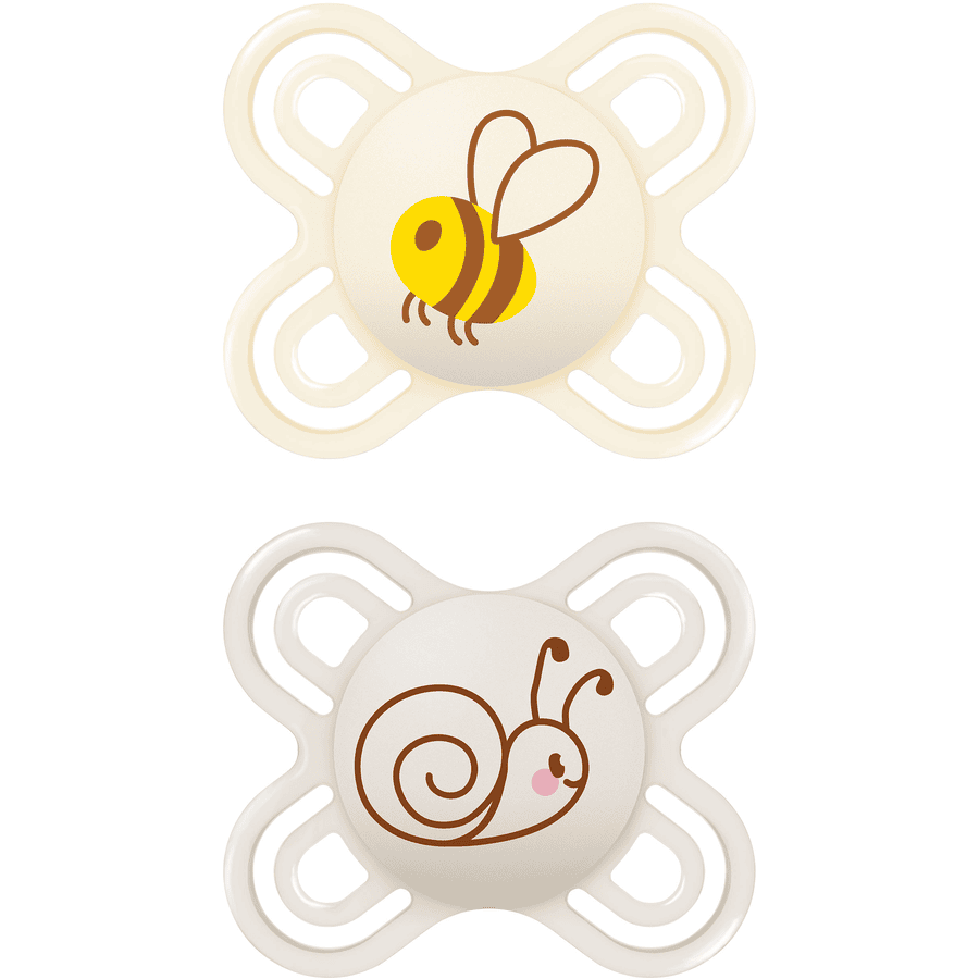 MAM Sucettes Perfect Start silicone 2 pcs 0-2 mois, abeille/escargot