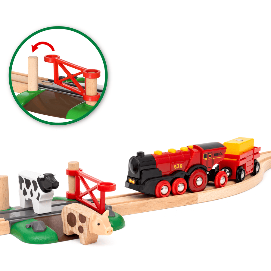 BRIO® WORLD Wooden Railway Red Lola Farm Train Set