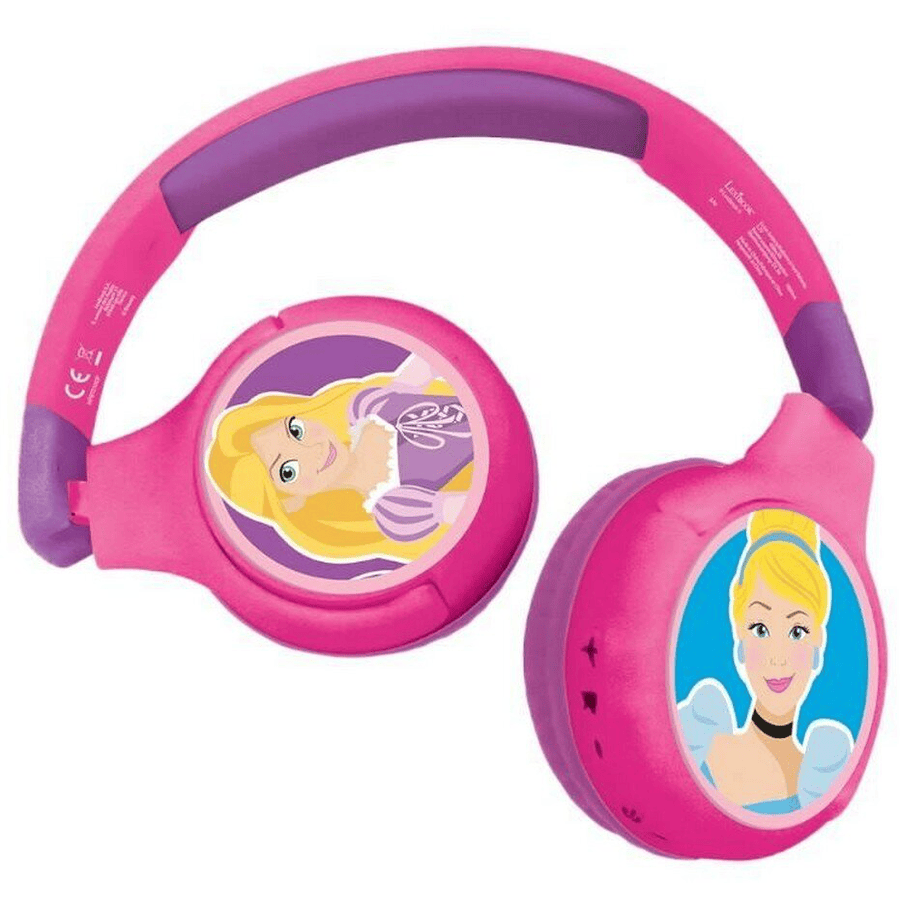 LEXIBOOK Cuffie Disney Princess 2-in-1 Bluetooth® e con cavo, pieghevoli e con volume sicuro