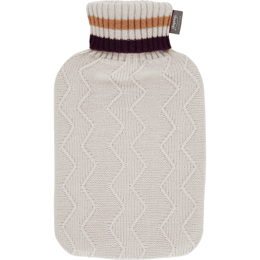 fashy® varmvattenflaska 2 liter med turtleneck-överdrag i beige