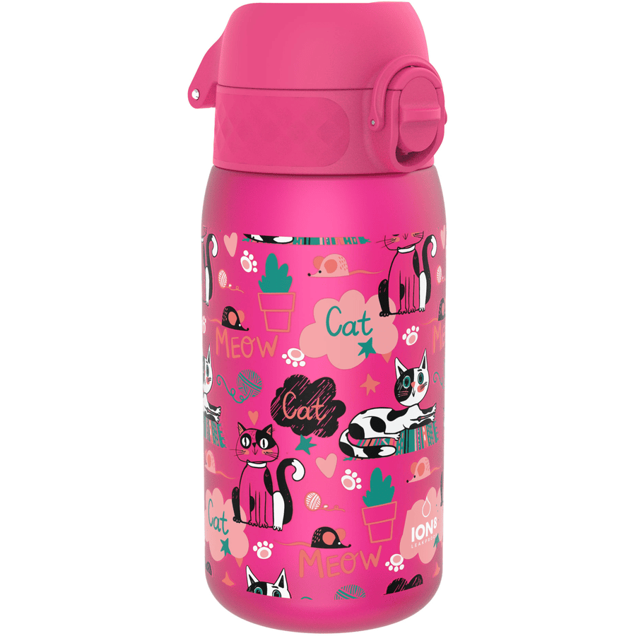 ion8 Kindertrinkflasche auslaufsicher 350 ml Katzen / pink