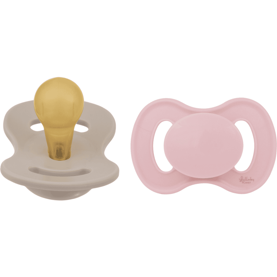 Lullaby Planet  Latex Zuigspeen Rond 2 Pakken Maat 1 Rozenkwarts &amp; Strand Sand 